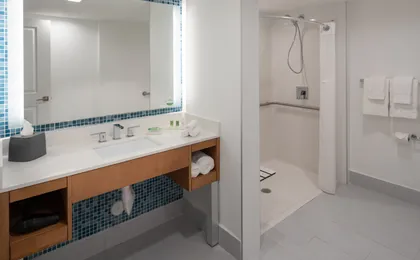 ADA accessible Guest Bathroom with mobility shower