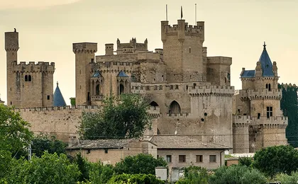 Olite Royal Palace and Ujue Monastery from Pamplona