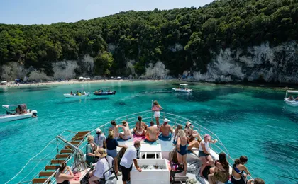 Boat trip from Corfu to Sivota with local lunch, Blue Lagoon and optional transfers