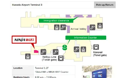 Pocket Wi-Fi rental at Haneda Airport Terminal 3