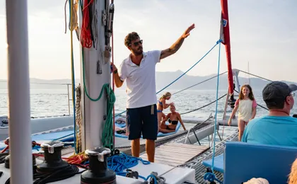 Corfu catamaran cruise with Greek lunch, drinks and optional transfers