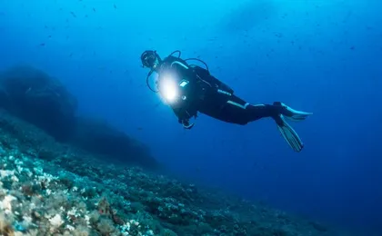 Scuba Diving at Dusk in Unawatuna