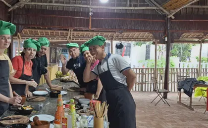 Cooking class with market tour and coconut forest basket boat ride
