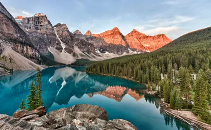 Moraine Lake Sunrise and Lake Louise from Canmore-Banff