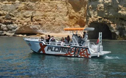 Caves in the Algarve and dolphin-watching boat tour from Albufeira