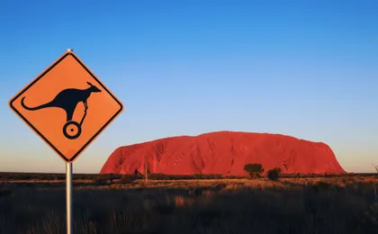 Uluru sunrise and self-balancing scooter