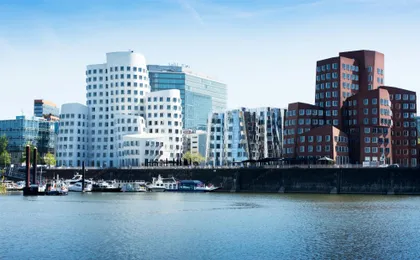 Panorama river boat cruise in Düsseldorf