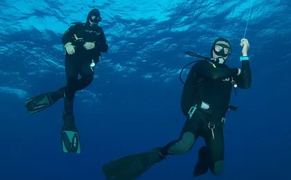 Scuba Diving at Dusk in Unawatuna