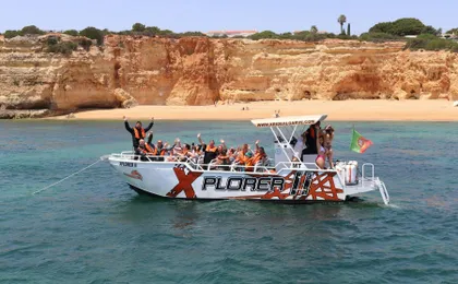 Caves in the Algarve and dolphin-watching boat tour from Albufeira