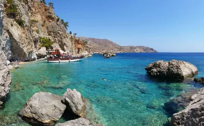 Karpathos best beaches boat cruise with optional transportation