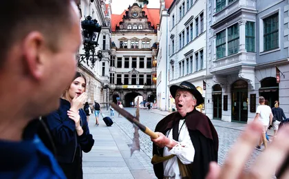 Guided night watchman walking tour in Dresden with nightcap