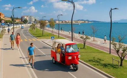 Tour of Olbia in Tuk-Tuk with a stop at Pittulongu beach