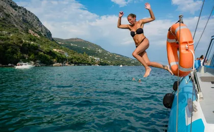 Adults-only Corfu sunset catamaran cruise with drinks, dinner and optional transfers