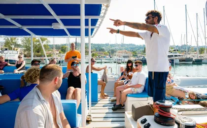 Corfu catamaran cruise with Greek lunch, drinks and optional transfers