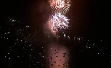 Mid-August in Positano by boat with fireworks show